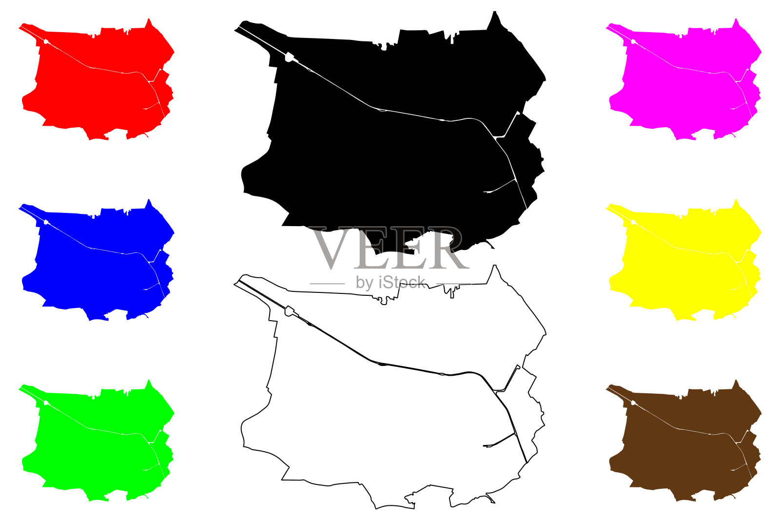 蒂尔堡市(荷兰王国，北布拉班特，荷兰)地图矢量插图，涂鸦素描城市蒂尔堡地图插画图片素材