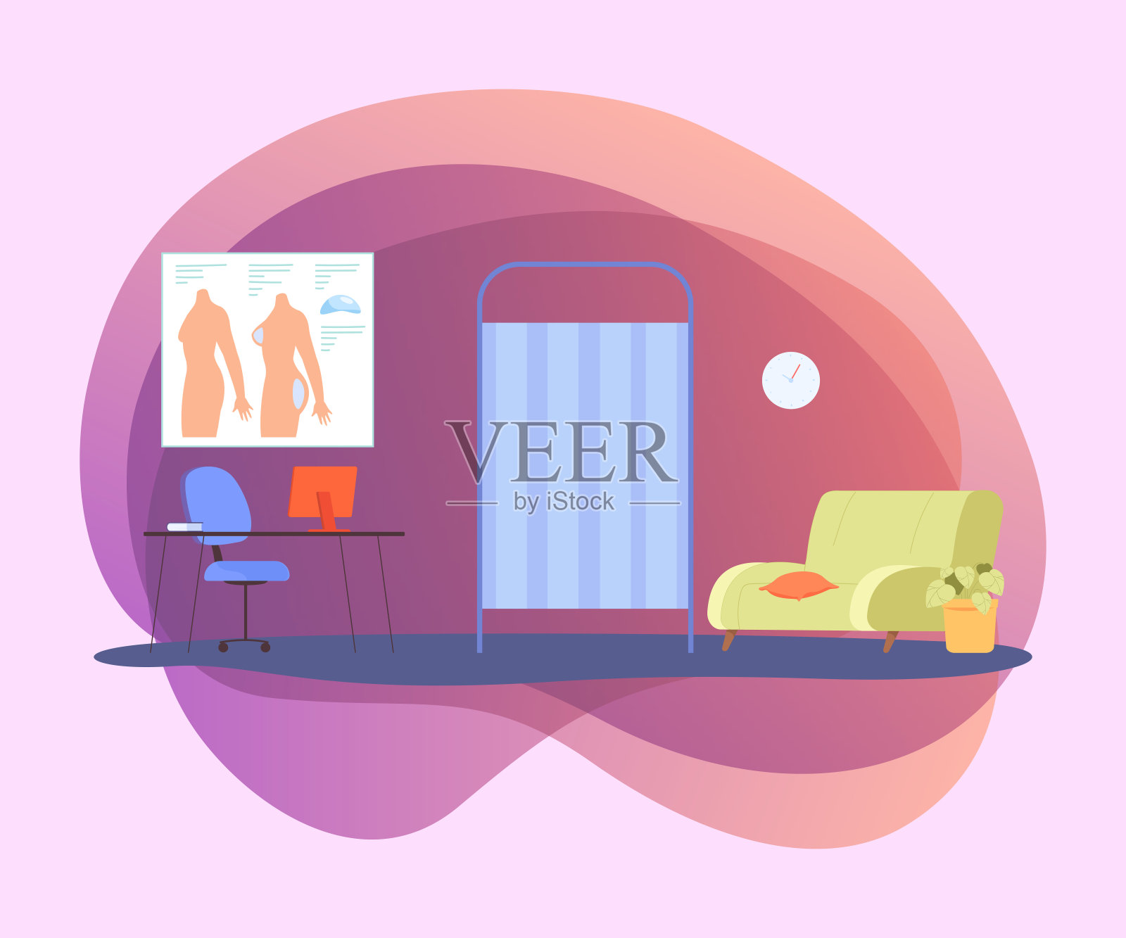 整容外科医生办公室室内设计插画图片素材