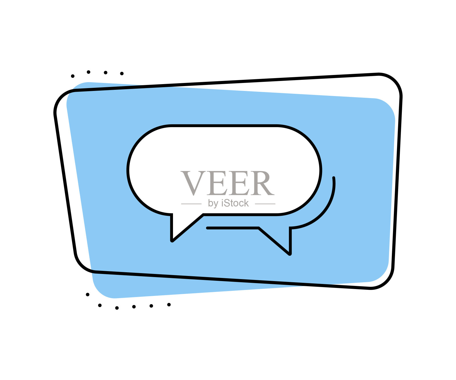 引人入胜的通信图标图形描绘浅蓝色背景的语音气泡插画图片素材