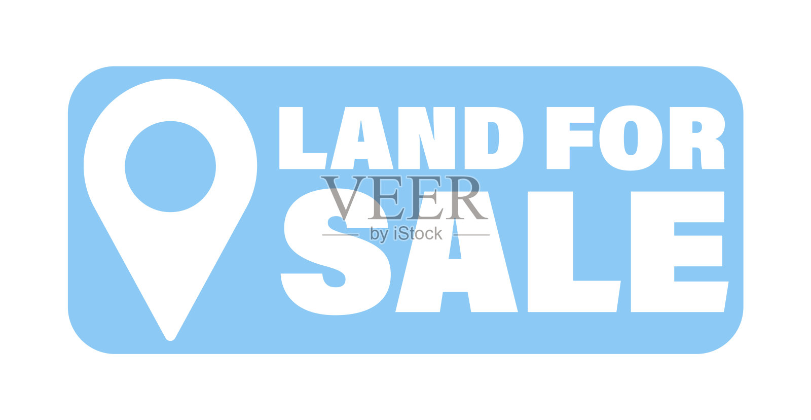 土地出售标牌具有位置针图标在蓝色背景插画图片素材