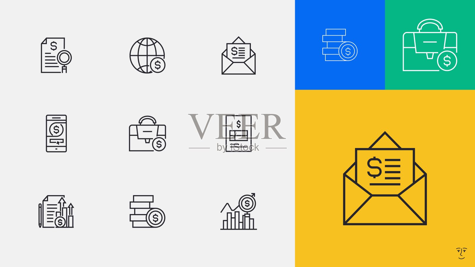 金融相关的矢量设计概念。全局多球体随时可用的模板。网页横幅，网站标题，杂志，移动应用程序等。现代设计。插画图片素材