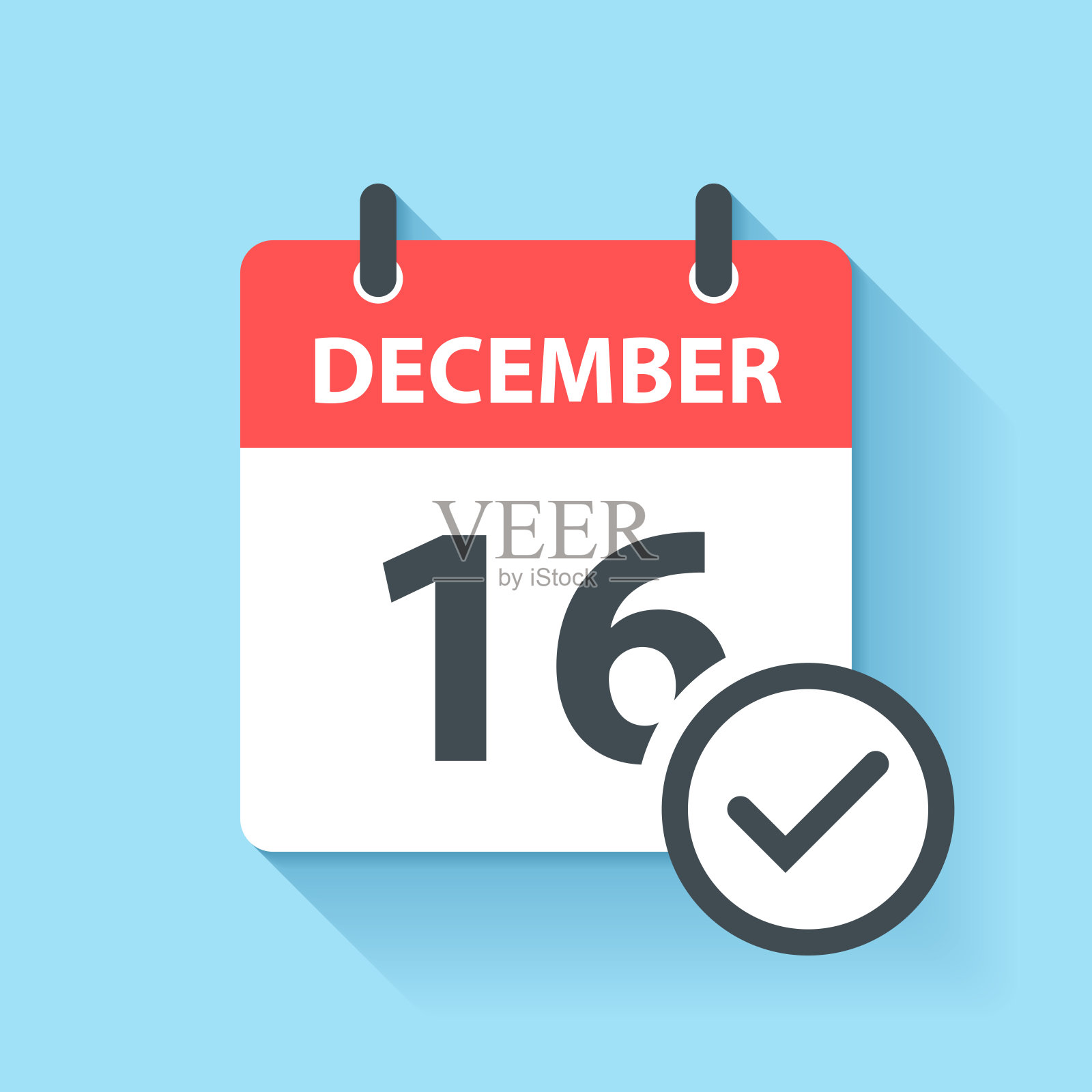 12月16日-每日日历图标在平面设计风格插画图片素材