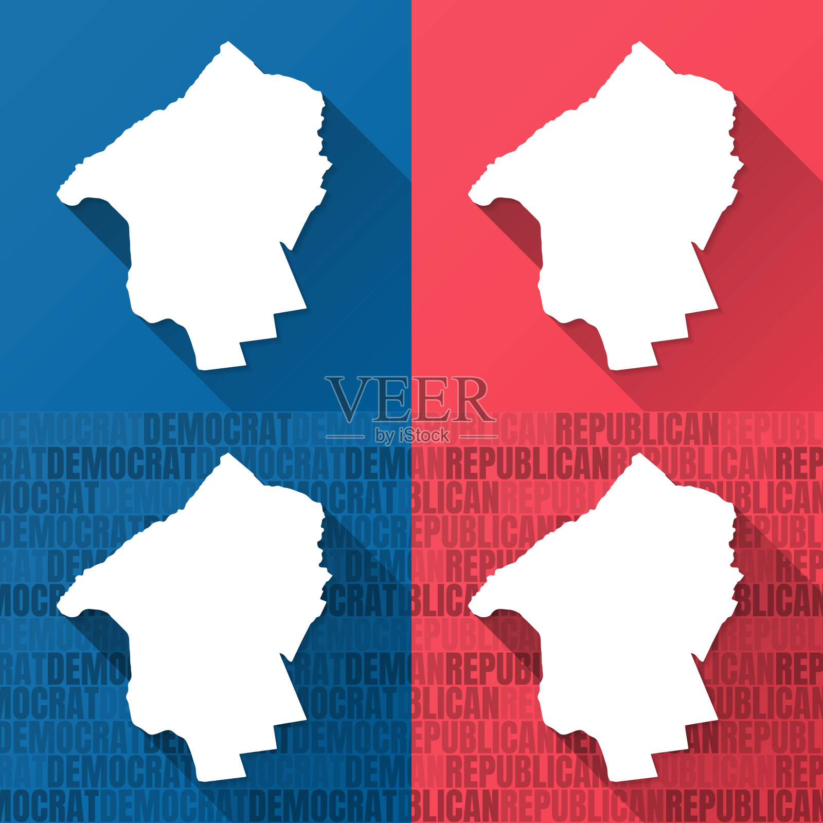 亨特顿县，新泽西。蓝色和红色背景的地图插画图片素材