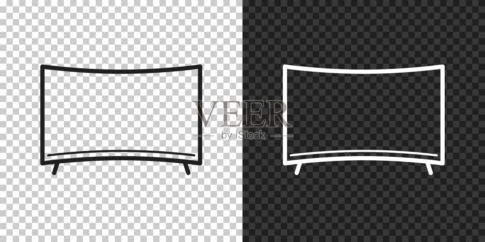 弯曲的电视。空白背景上的设计图标插画图片素材