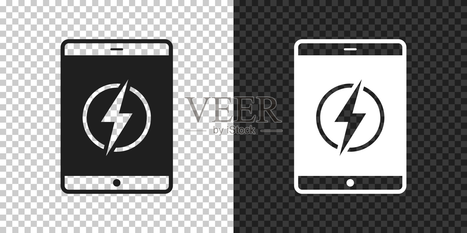 带有电符号的平板电脑。空白背景上的设计图标插画图片素材