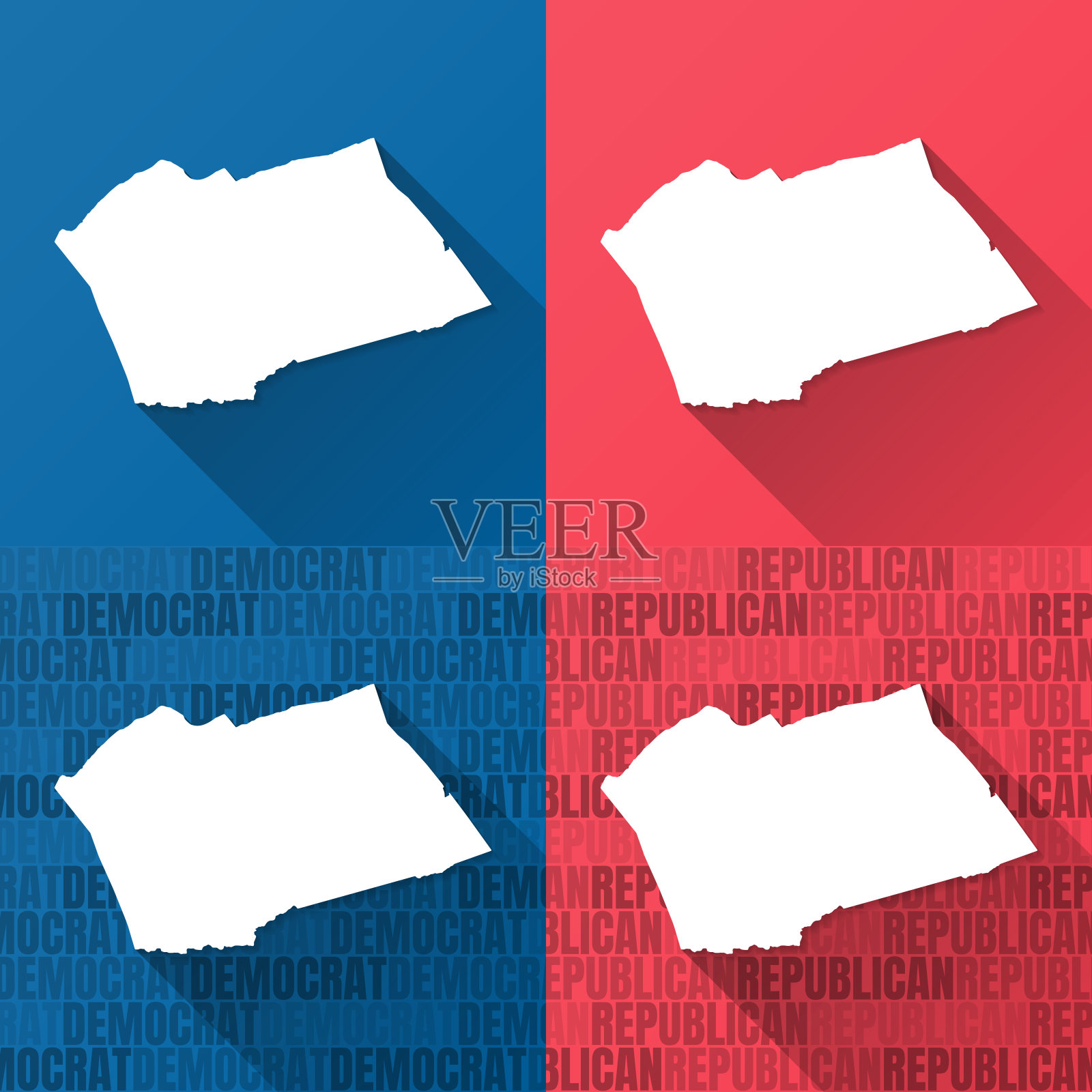 维吉尼亚州怀斯县。蓝色和红色背景的地图插画图片素材