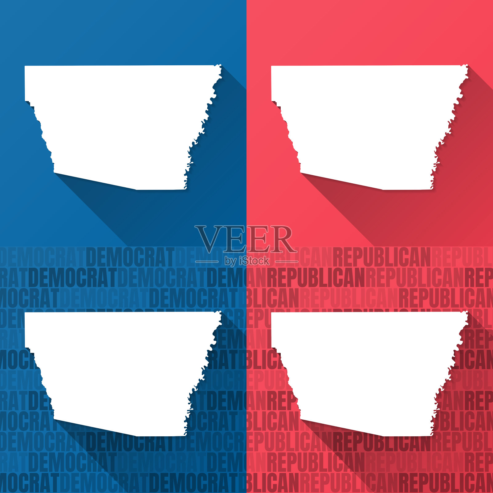 路易斯安那州华盛顿教区。蓝色和红色背景的地图插画图片素材