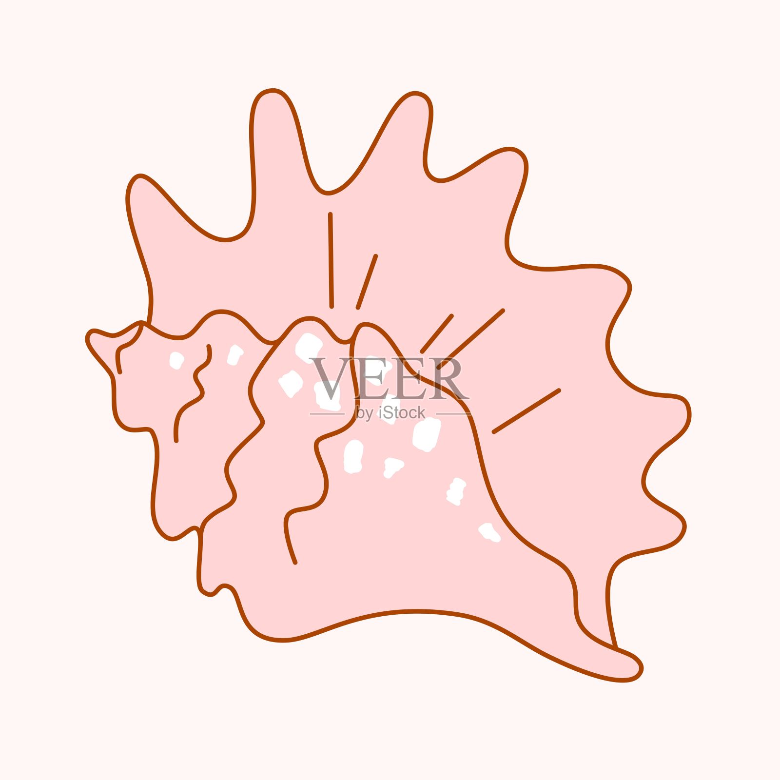 海贝壳，呈螺旋锥状。插画图片素材