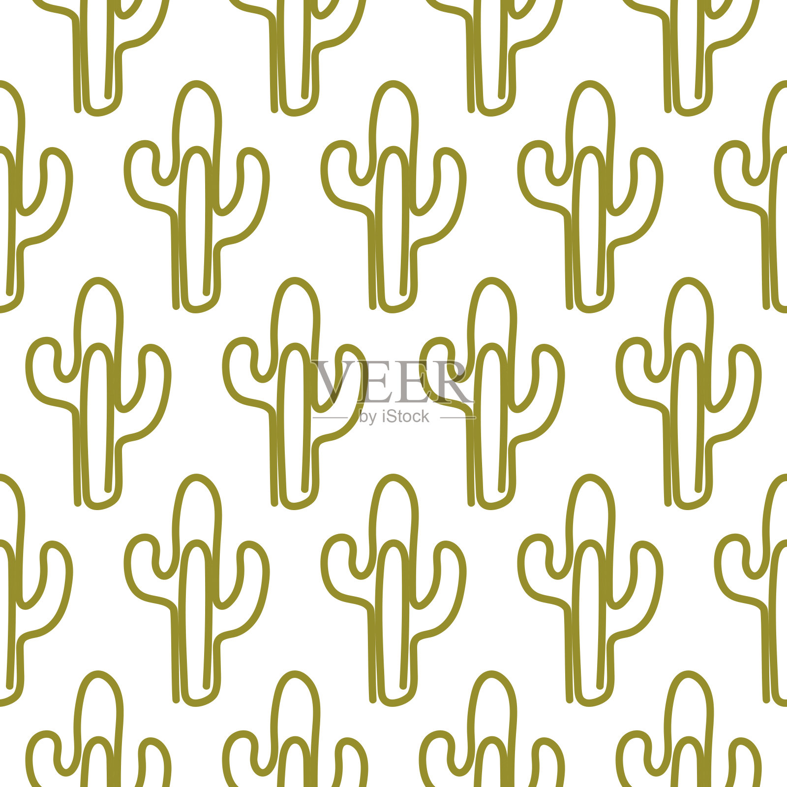 无缝背景与绿色仙人掌形式的回形针，回到学校插画图片素材