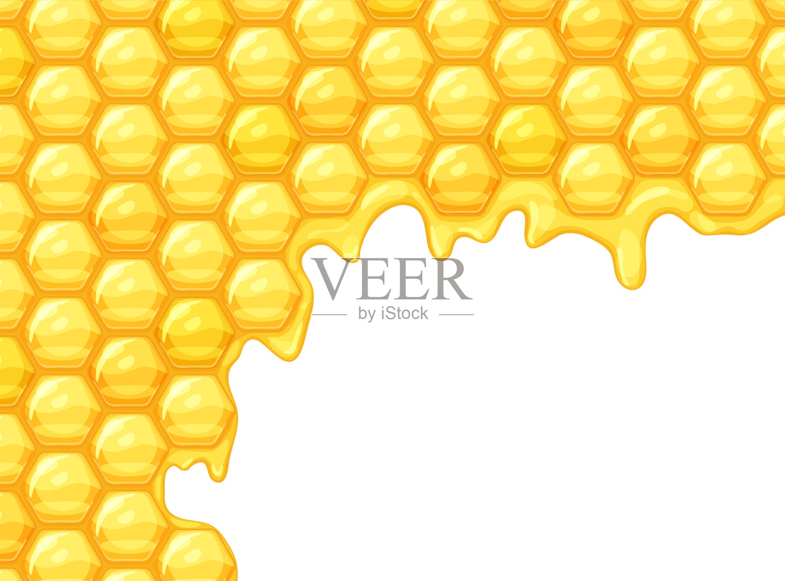 蜂窝图案与蜜蜂的蜂巢和蜂蜜滴插画图片素材
