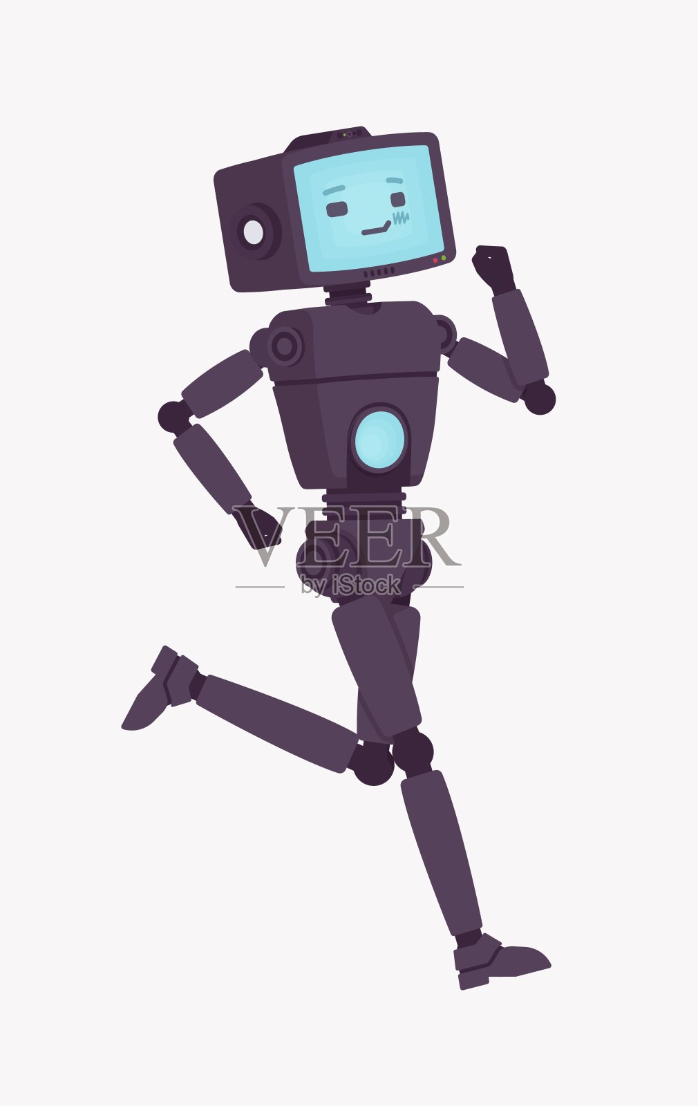 机器人朋友AI技术聊天机器人，电脑助手跑步姿势插画图片素材