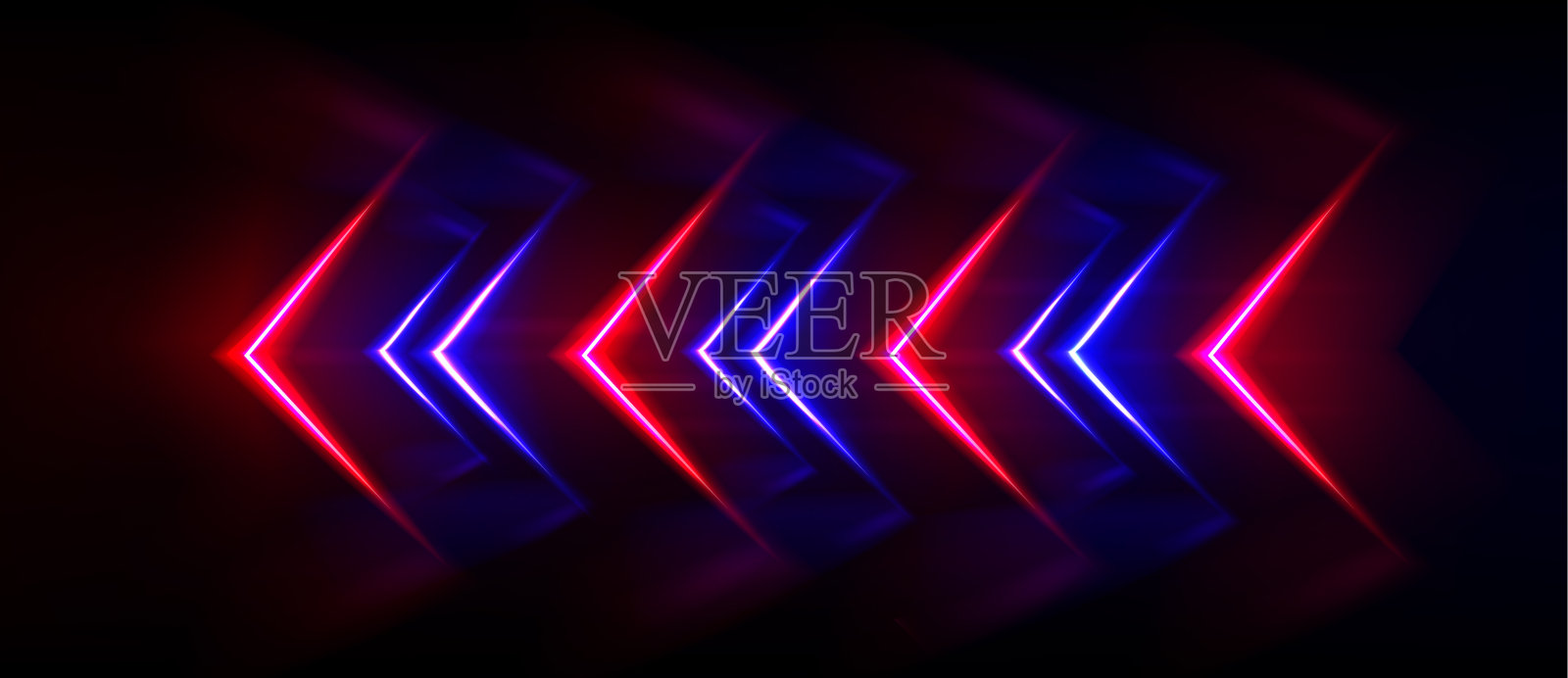 抽象的蓝色和红色霓虹灯箭头背景插画图片素材