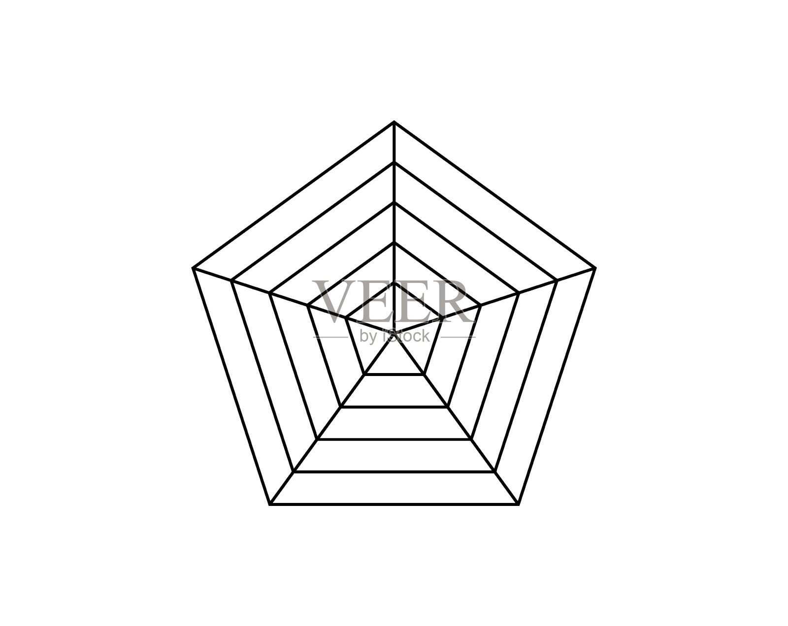 雷达或蜘蛛图模板。五角形，六角形，七角形，八角形，六角形，十角形。平面蜘蛛网。空白雷达图。基维亚图用于统计和分析。指导工具。插画图片素材