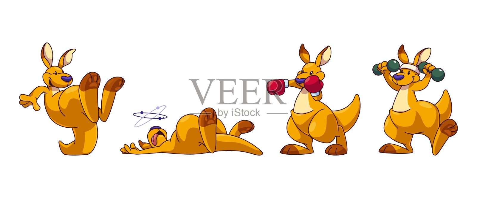 澳大利亚袋鼠的性格。跳可爱的动物插画图片素材