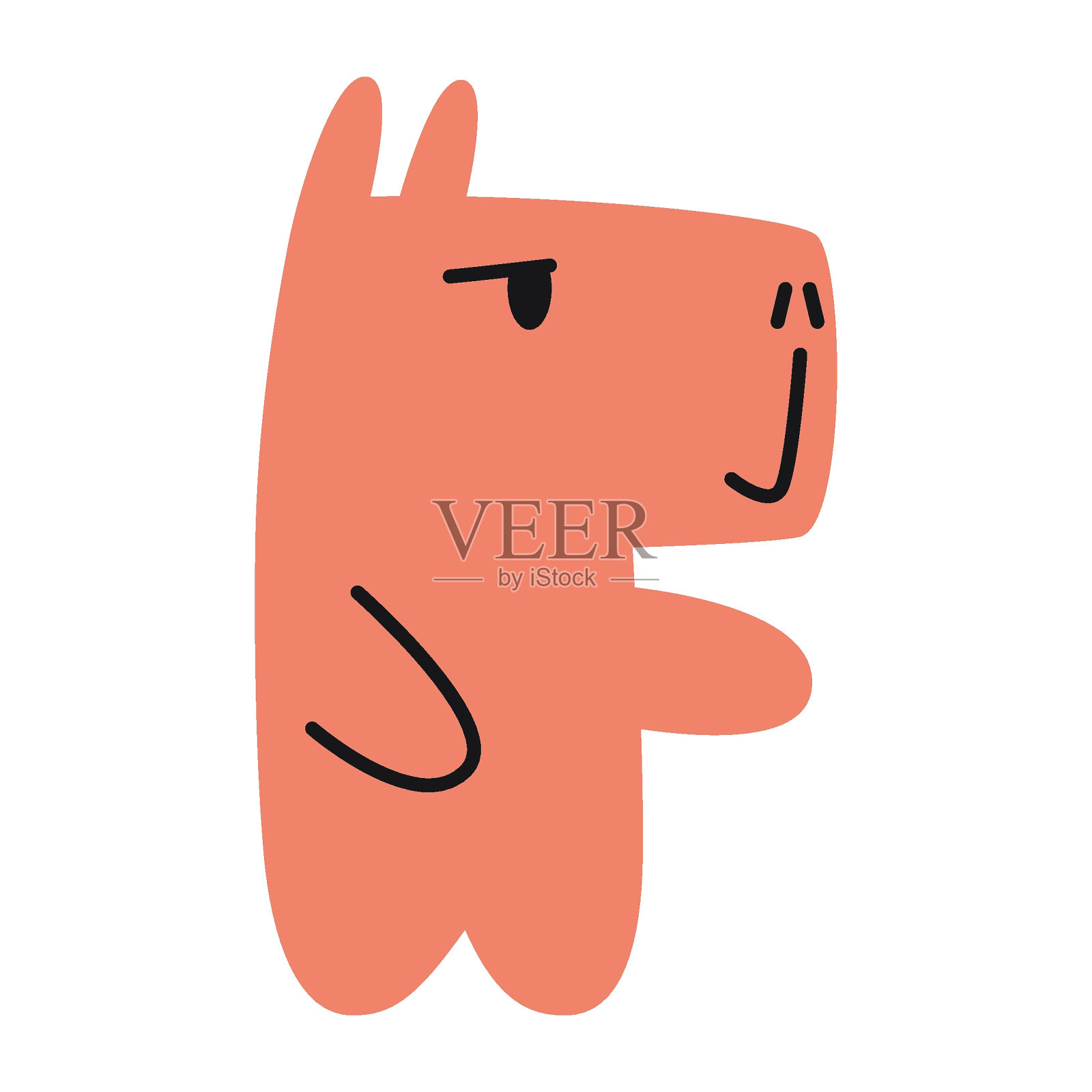 可爱的水豚站着用爪子指指点点。新潮的现代矢量插图孤立在白色背景上，手绘，平面设计插画图片素材