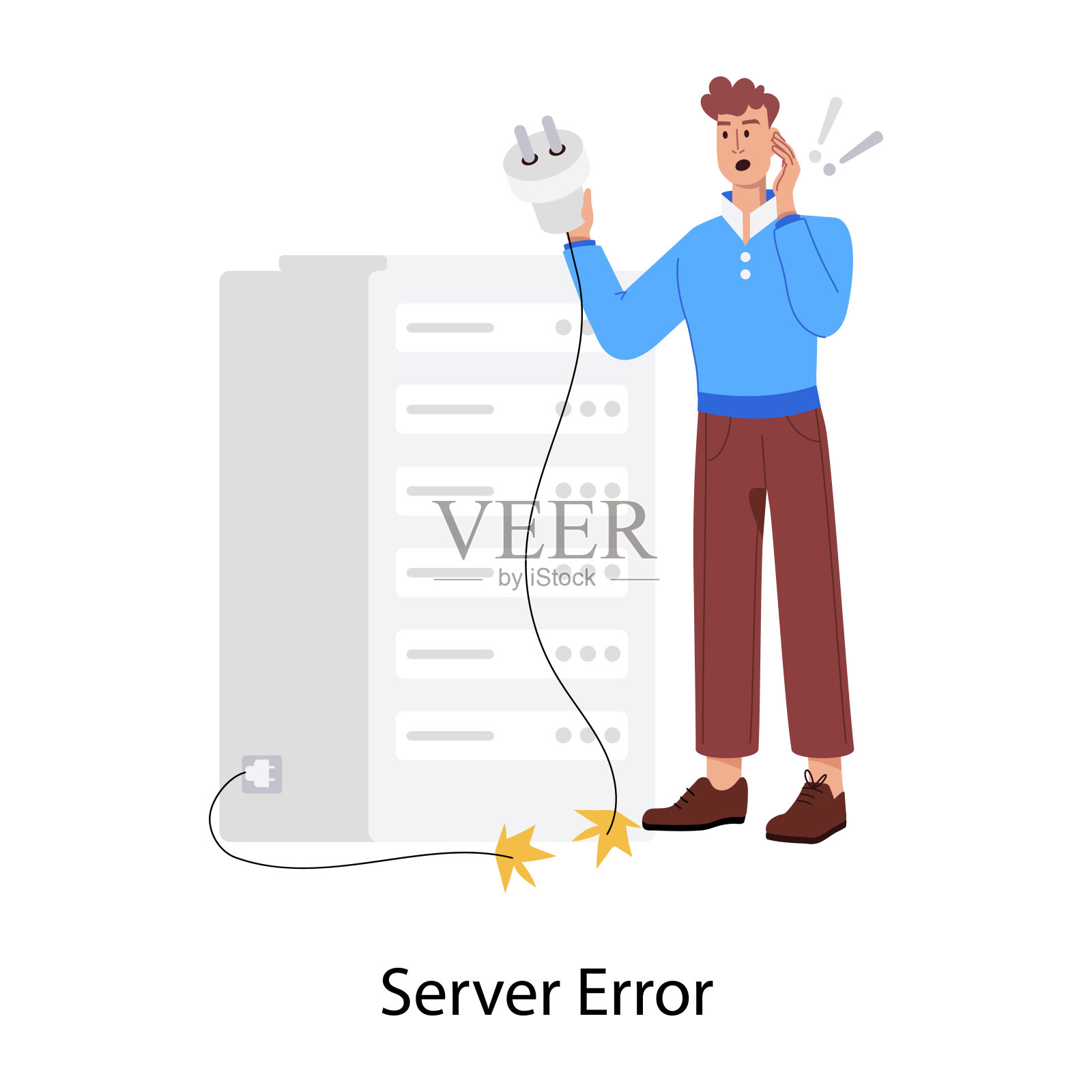服务器错误的平面样式说明插画图片素材