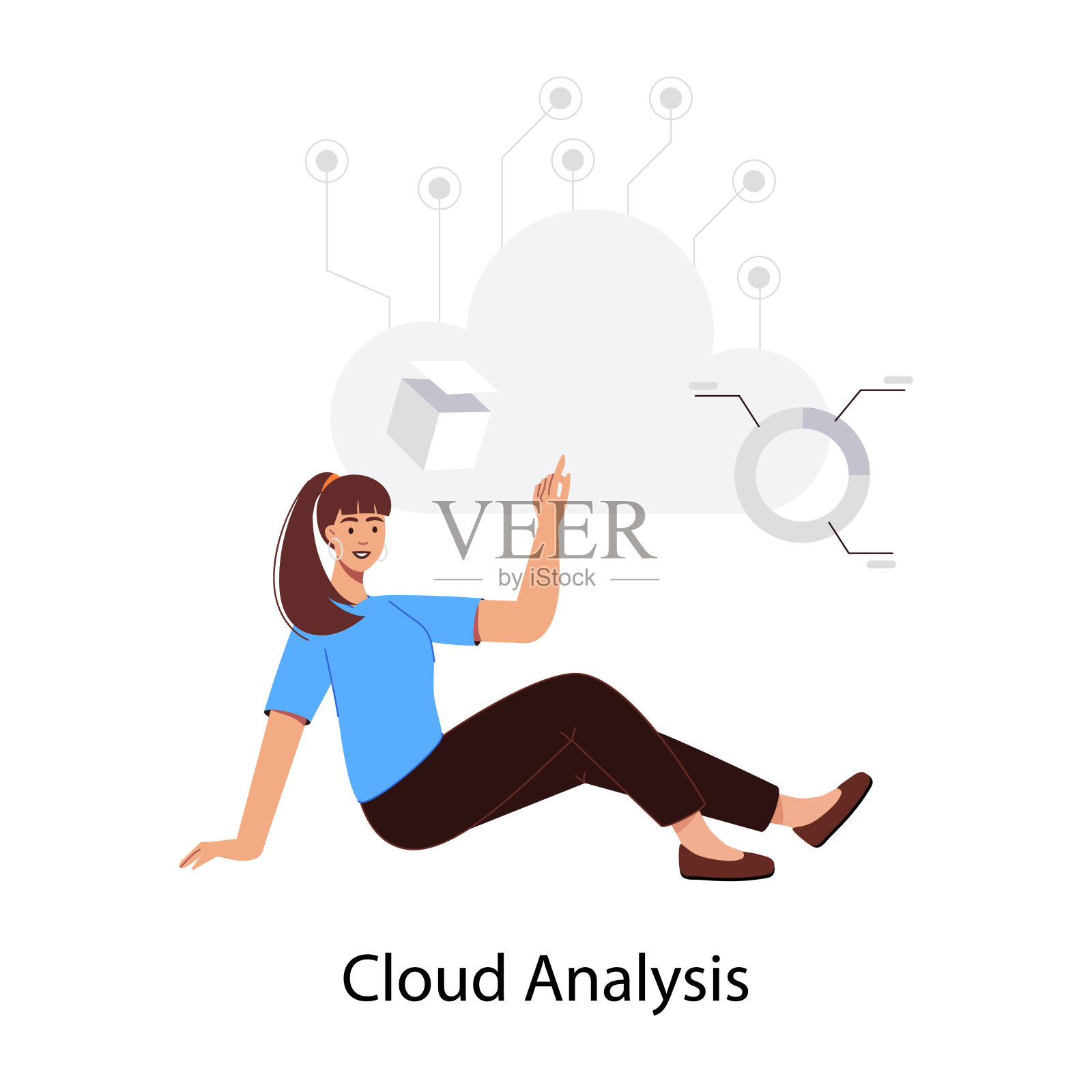 云分析插图在平面风格插画图片素材