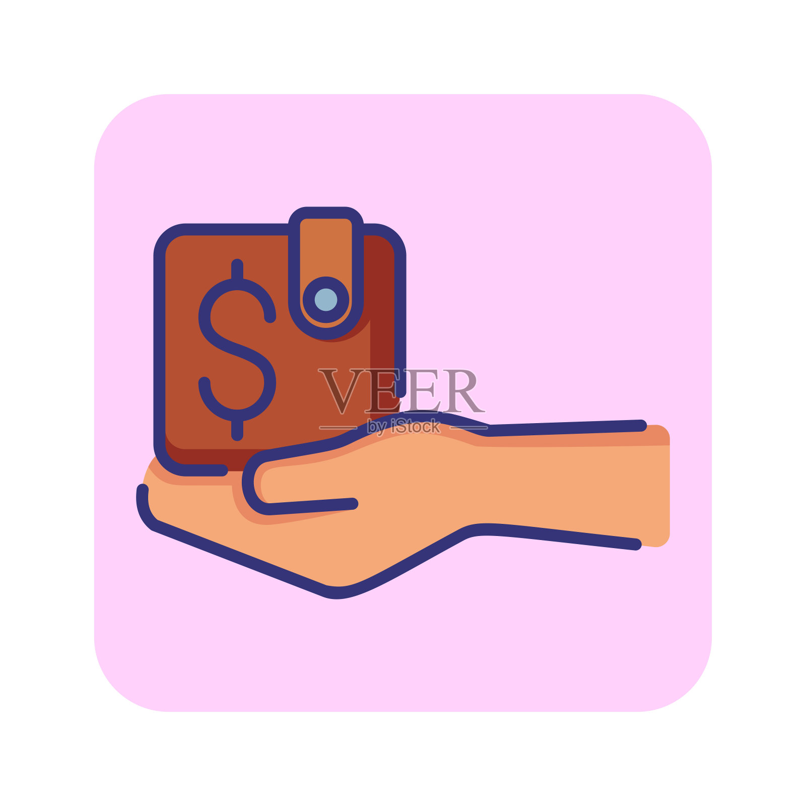 钱包在掌心线图标插画图片素材