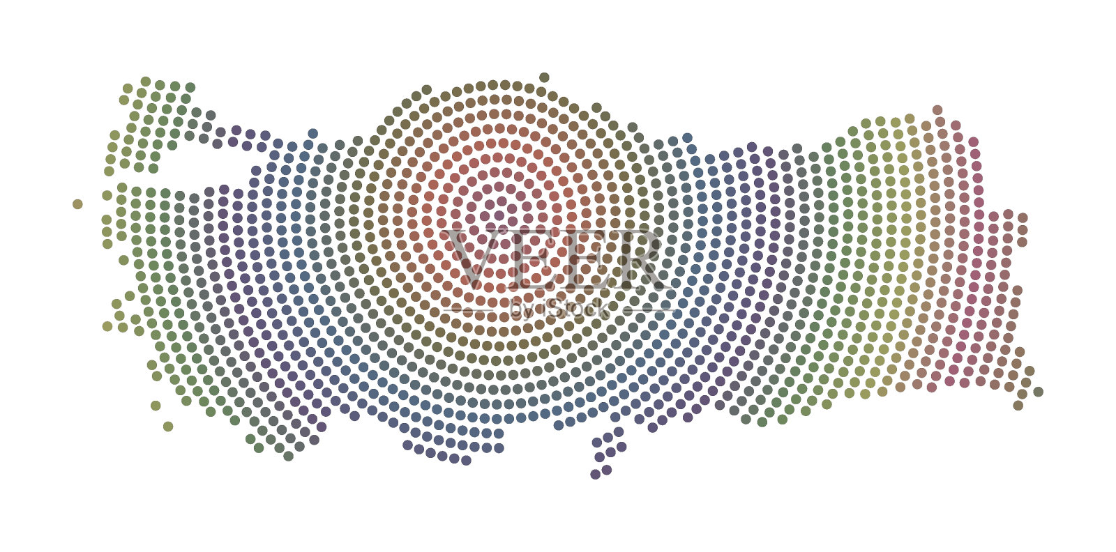 土耳其虚线地图。数字风格形状的土耳其。这个国家的科技图标有渐变的圆点。创意矢量插图。插画图片素材