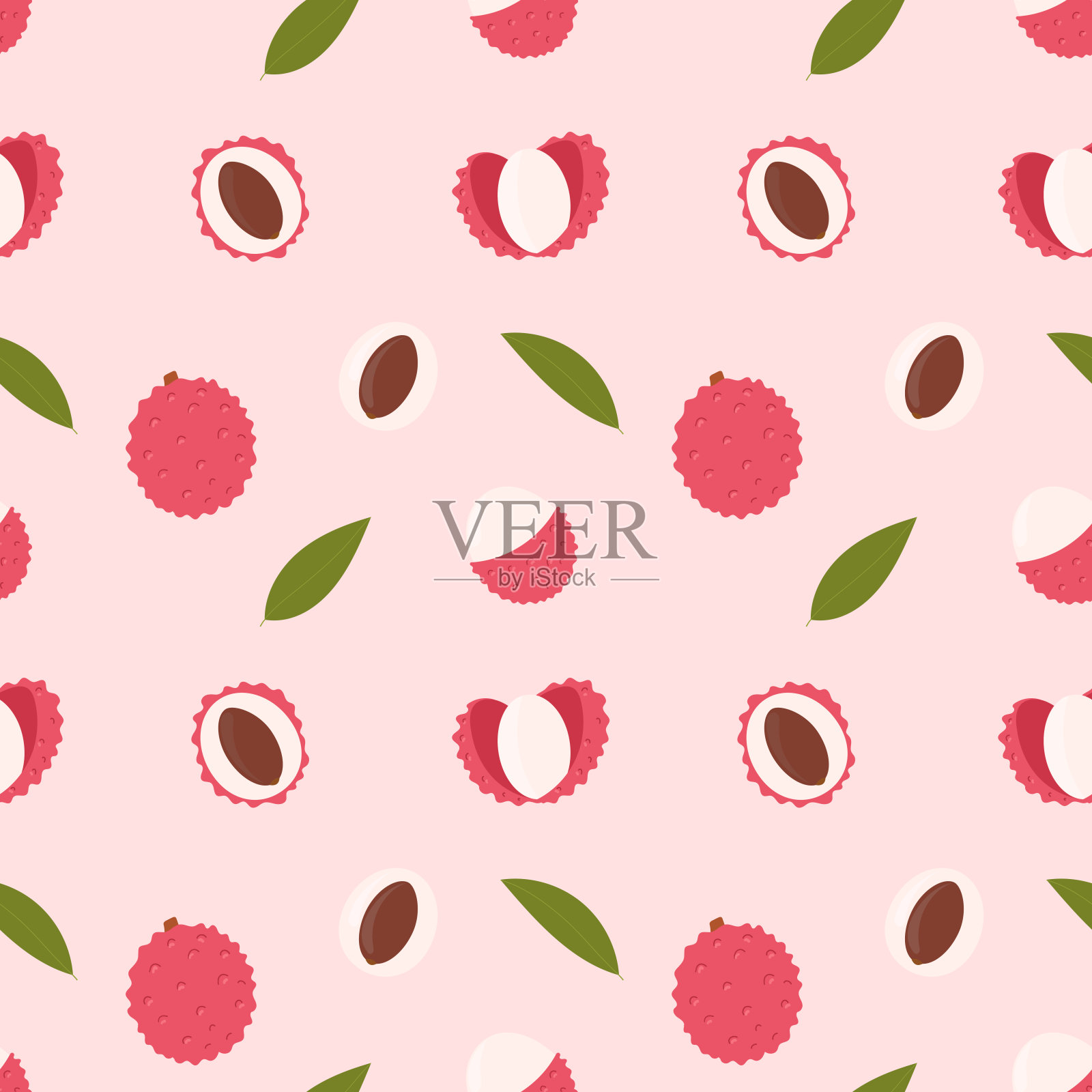 荔枝的无缝图案。插画图片素材