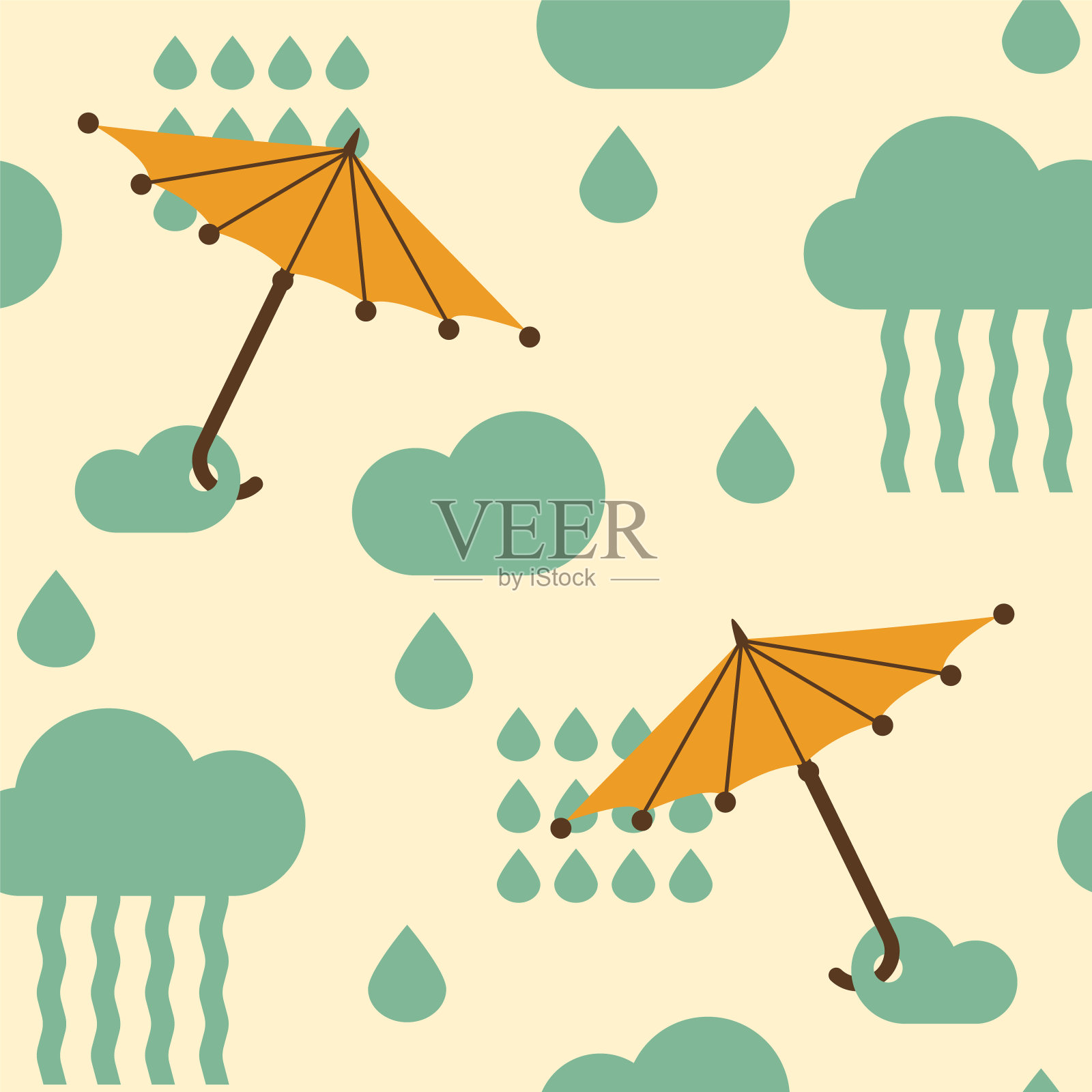 秋季几何自然包豪斯无缝图案插画图片素材