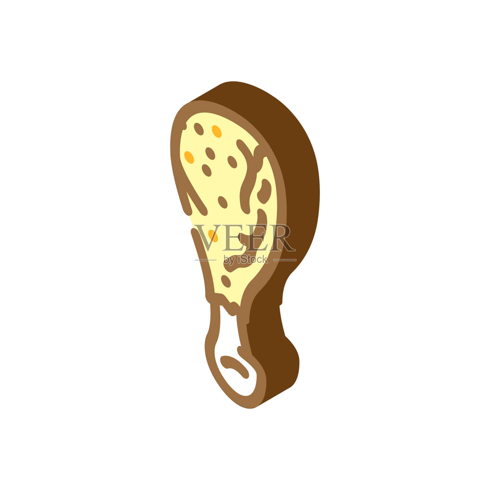 鸡腿炸鸡等距图标矢量插图插画图片素材