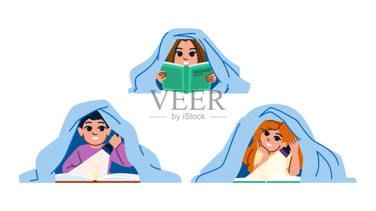 卧室儿童毛毯书矢量插画图片素材