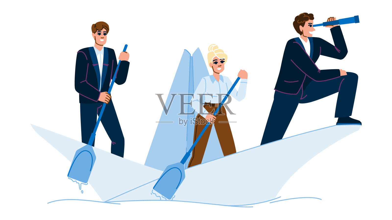 创意纸船业务向量插画图片素材