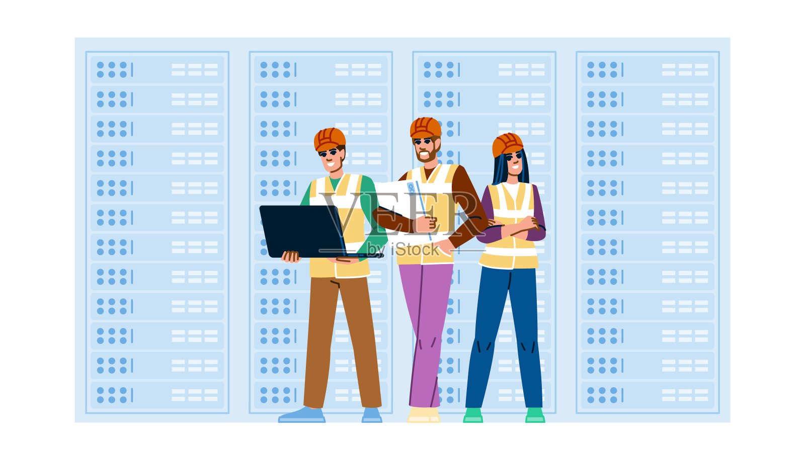 虚拟化技术团队数据中心矢量插画图片素材