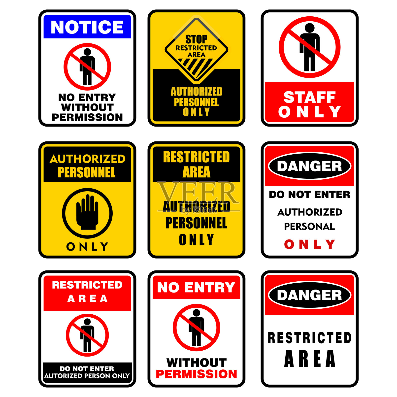 注意，危险，仅限权杖，指示方向插画图片素材