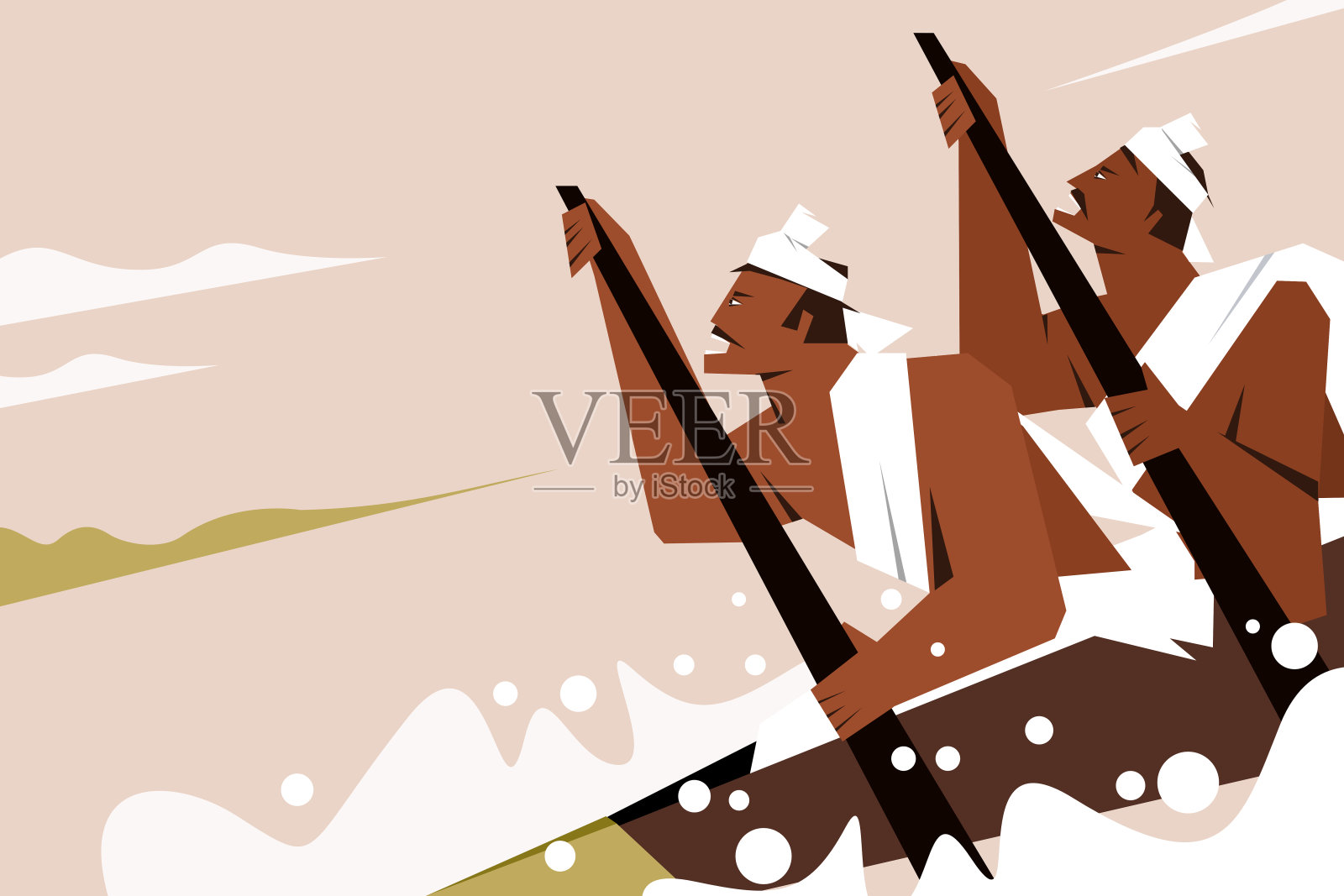 传统的桨手在奥南节划船。Onam是喀拉拉邦的一个节日插画图片素材