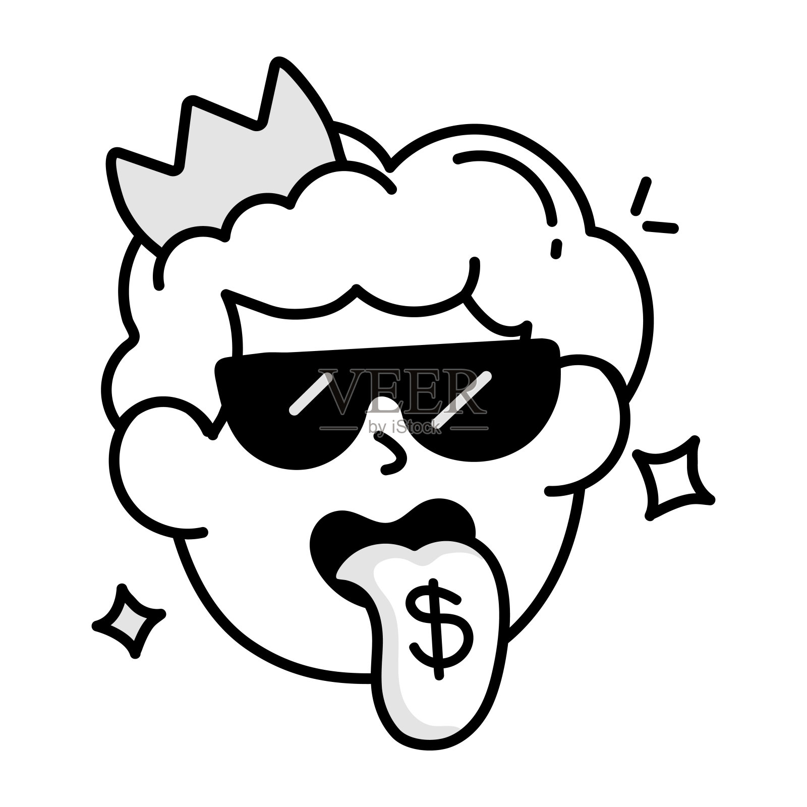 贪婪的人物图标在涂鸦风格插画图片素材