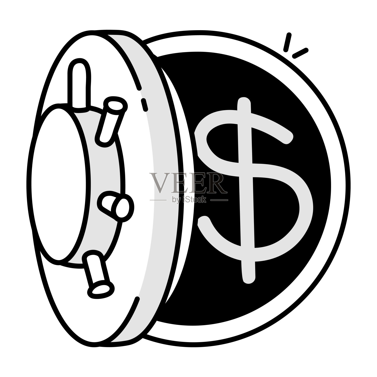 钱安全图标在绘图风格插画图片素材