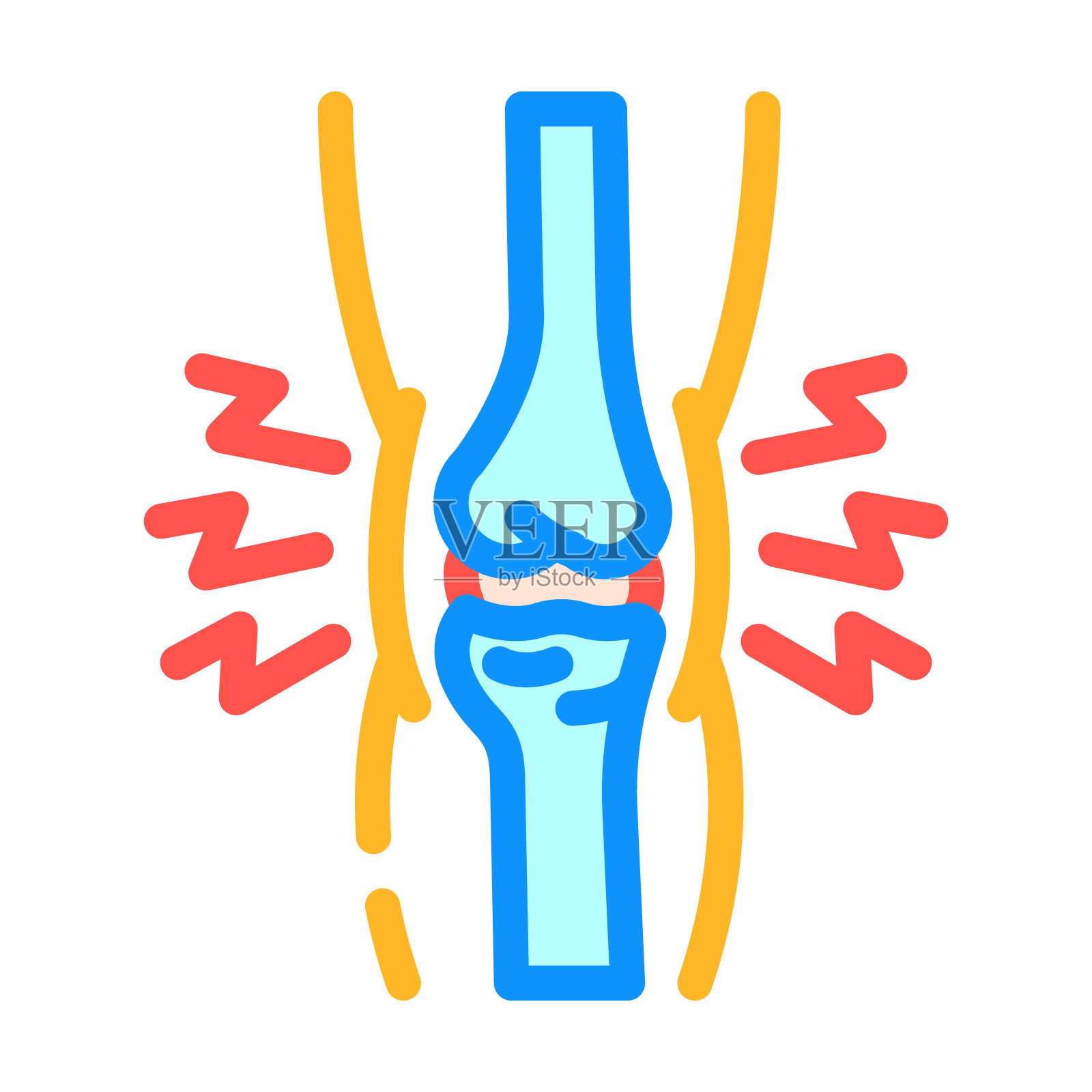 关节疼痛肥胖超重彩色图标矢量插图插画图片素材