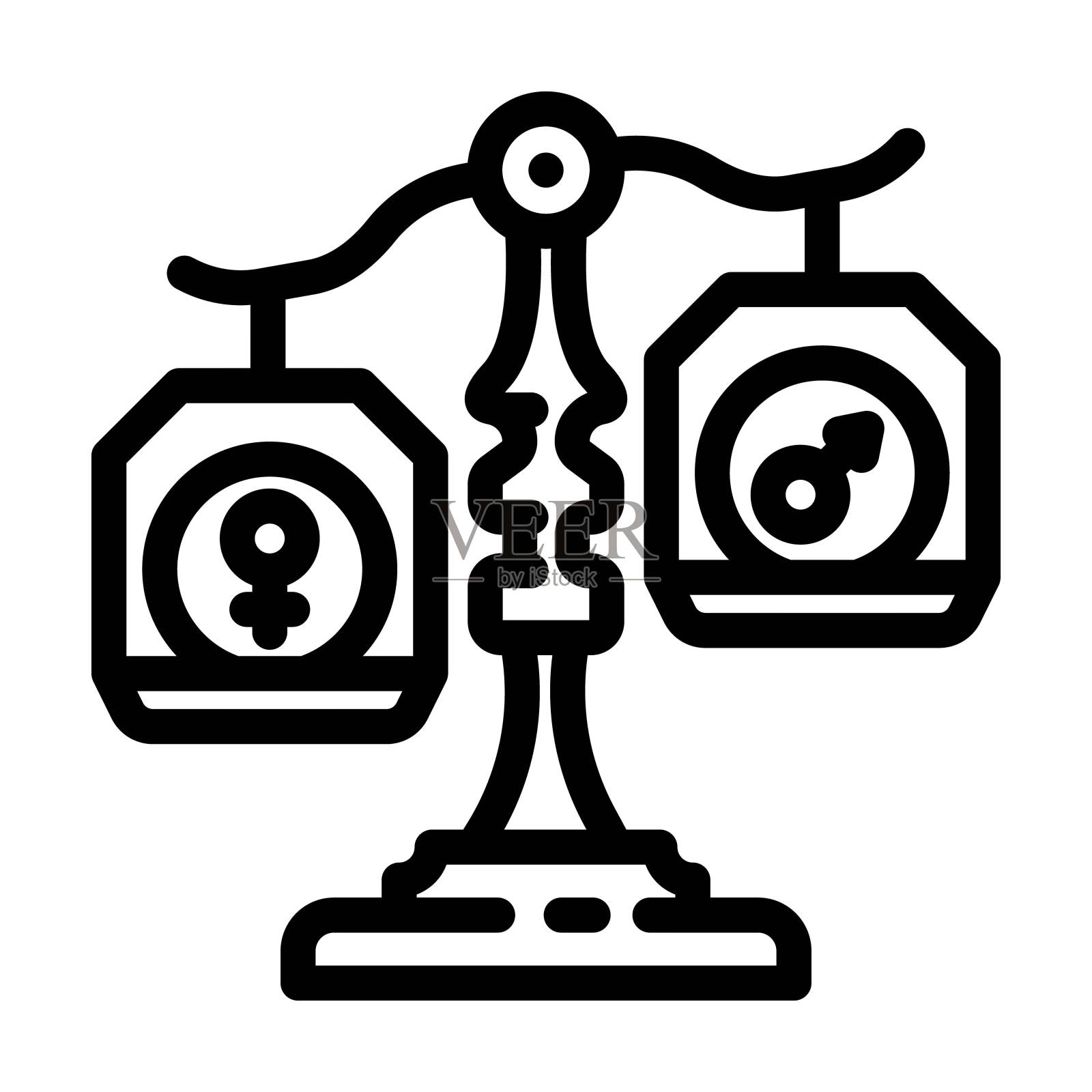 荷尔蒙失衡肥胖超重线图标矢量插图插画图片素材