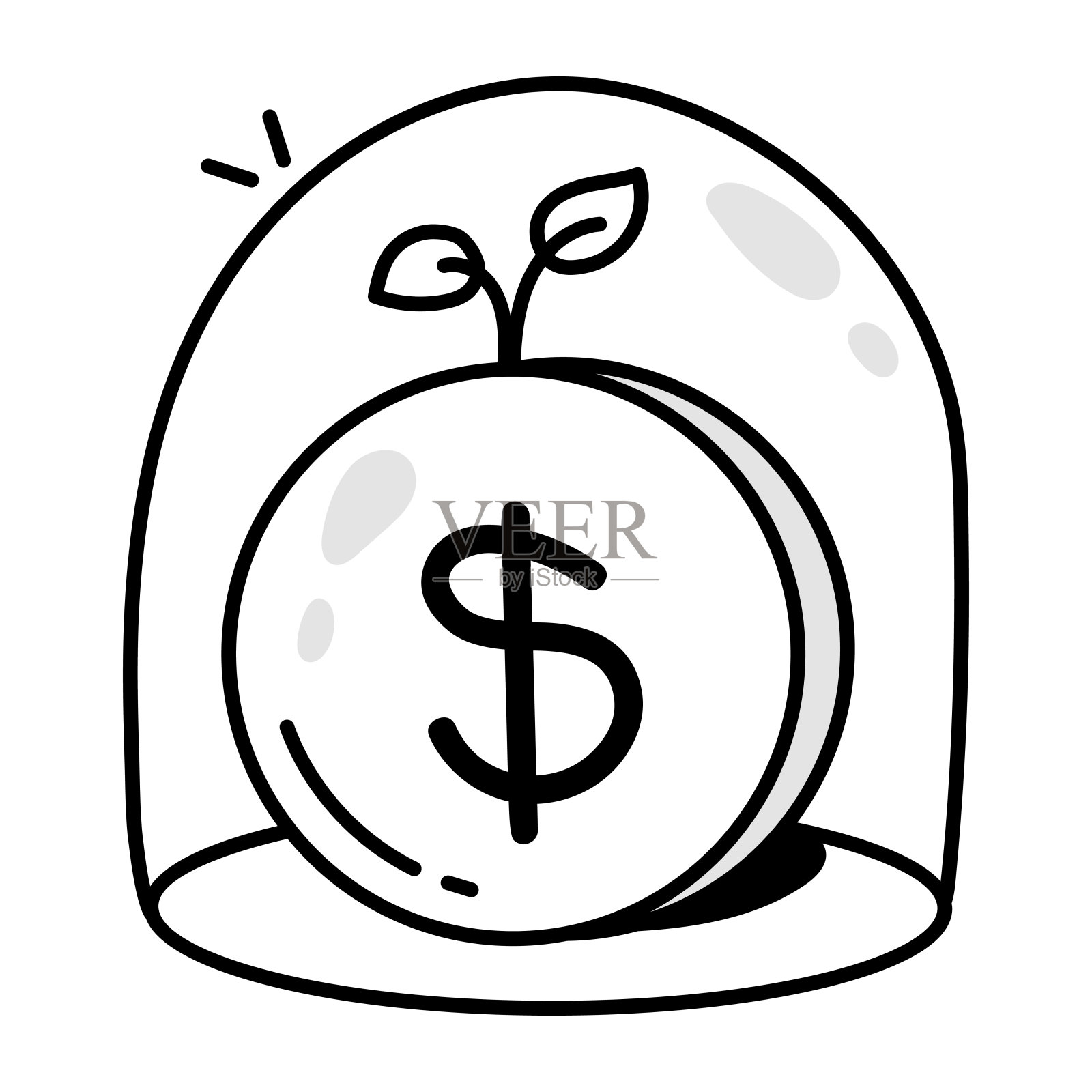 粗略风格的金钱增长图标插画图片素材