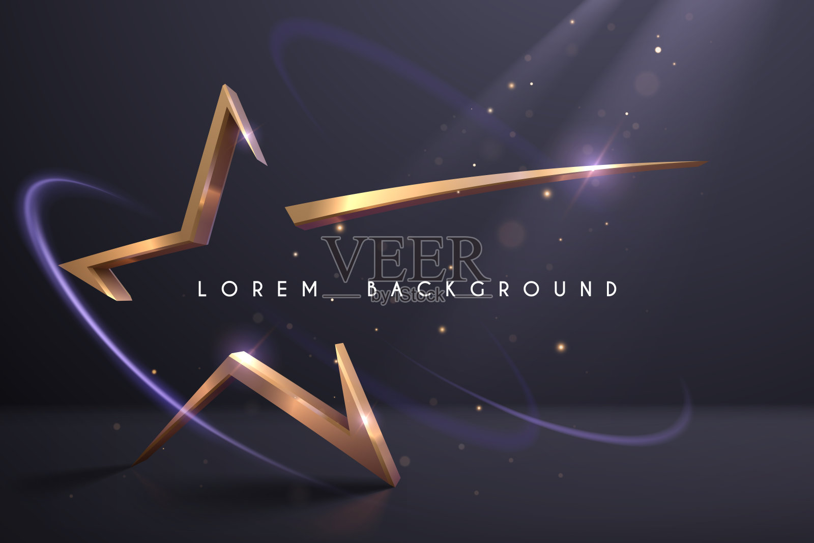 金色的星形与灯光效果插画图片素材