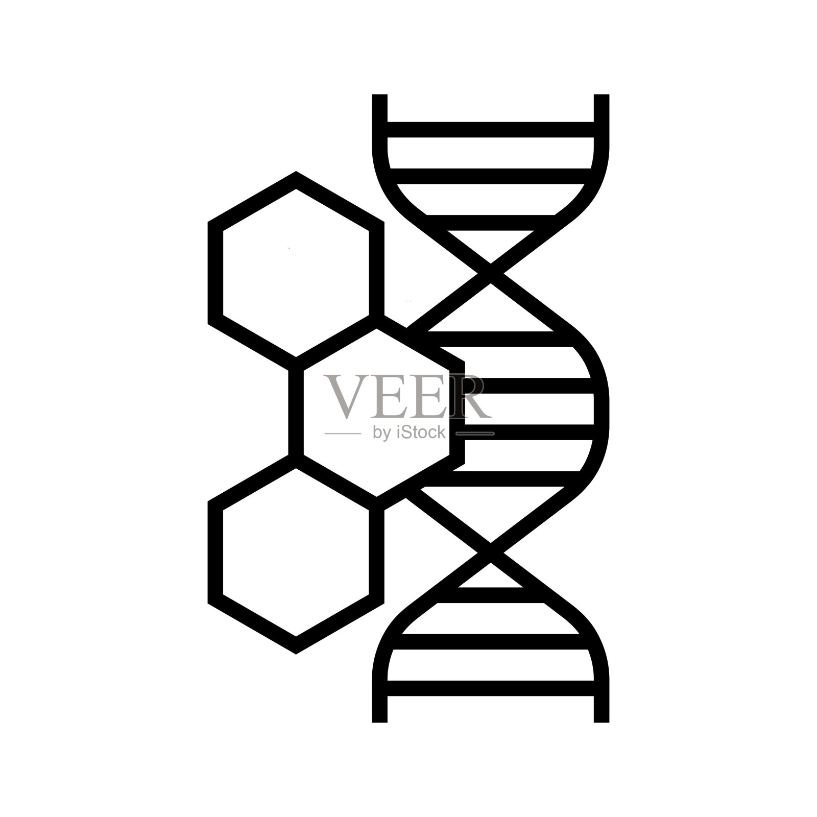 DNA结构与化学结构图标向量插画图片素材