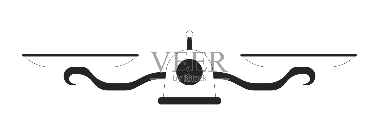 平衡缩放黑白二维线对象插画图片素材