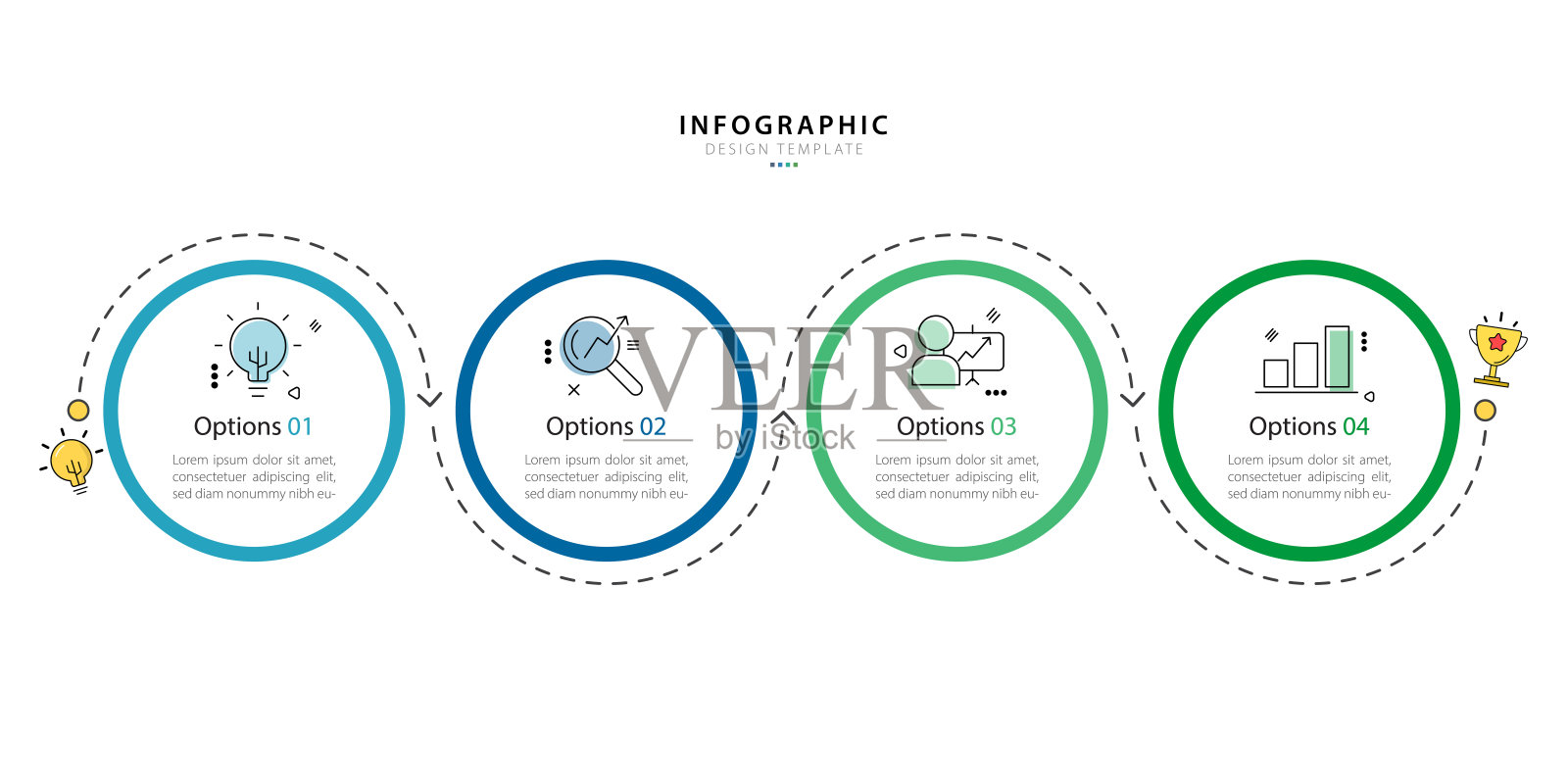 业务信息图表模板。4步时间线旅程。插画图片素材