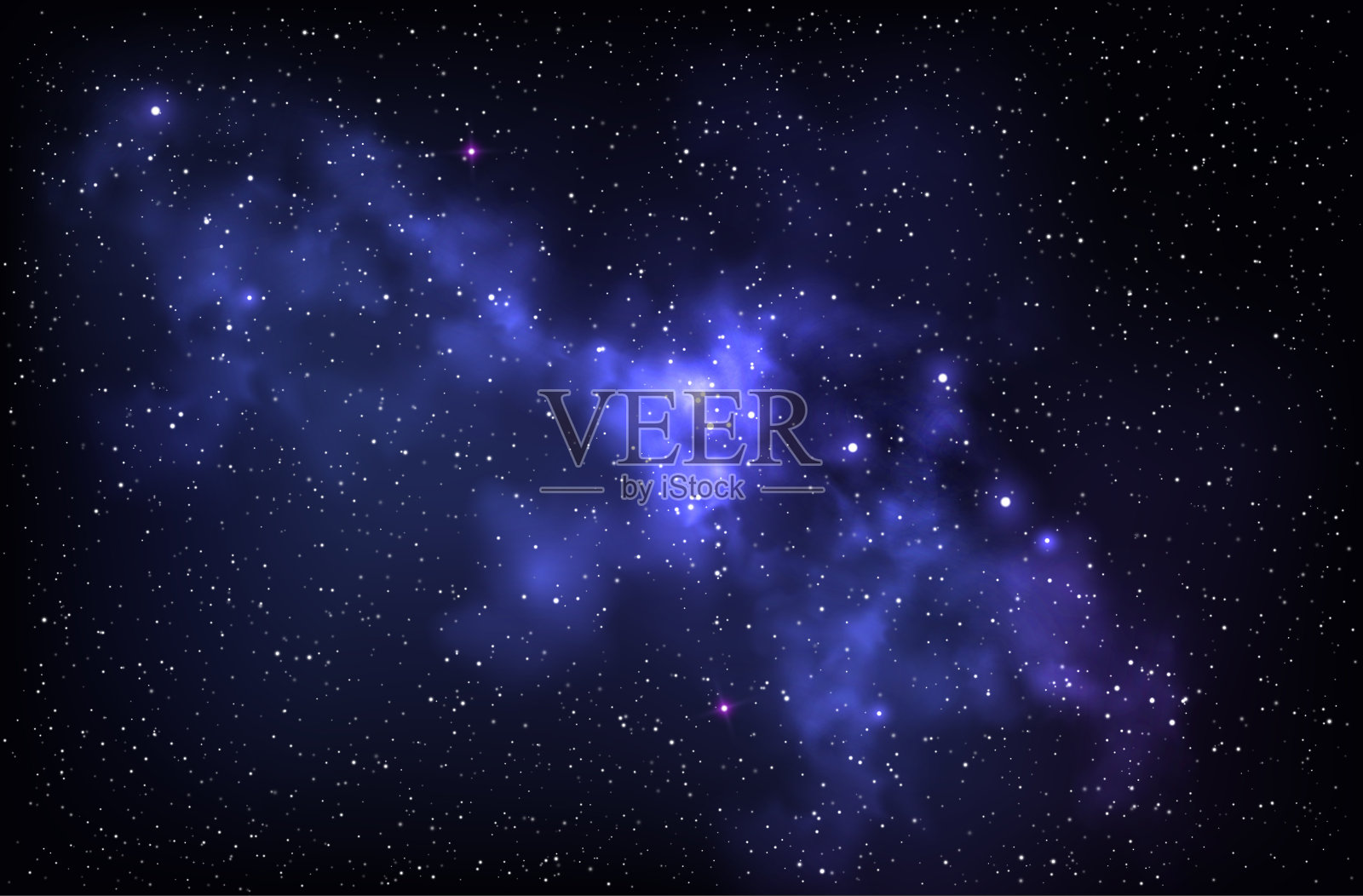 矢量彩色抽象宇宙背景与星系和发光的恒星插画图片素材