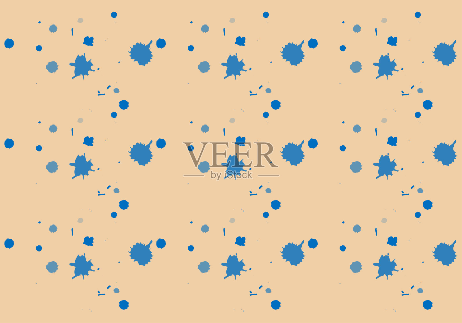 橙色背景与蓝色油漆飞溅插画图片素材