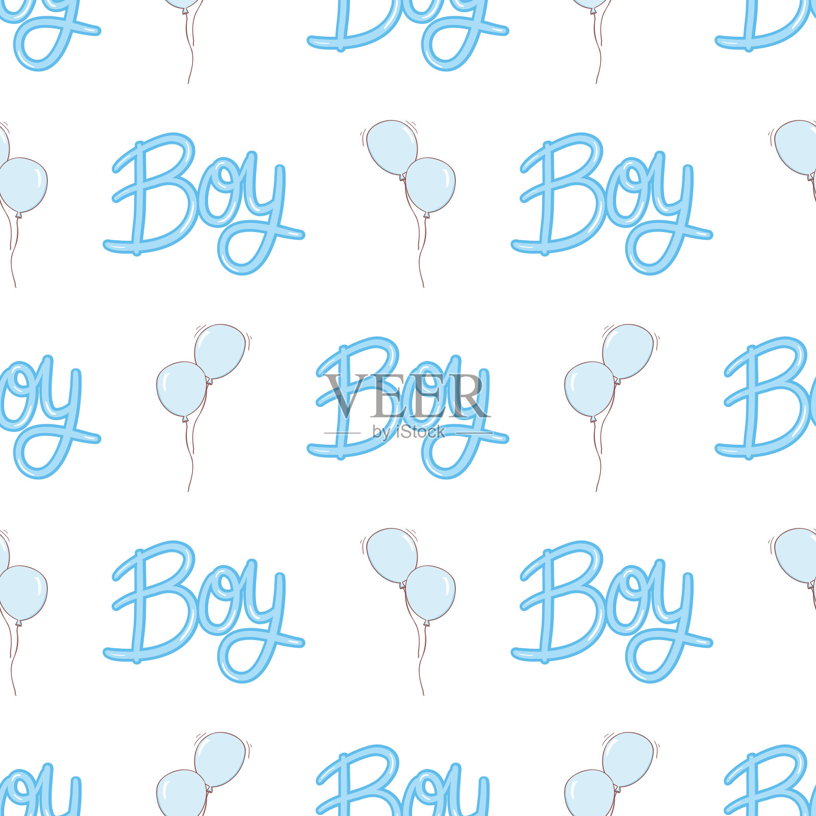 男婴图案。无缝的背景。蓝色儿童纹理与动物，圆点，之字形和格纹。一套可爱的纺织品印花。柔和幼稚的剪贴簿背景。矢量插图。插画图片素材