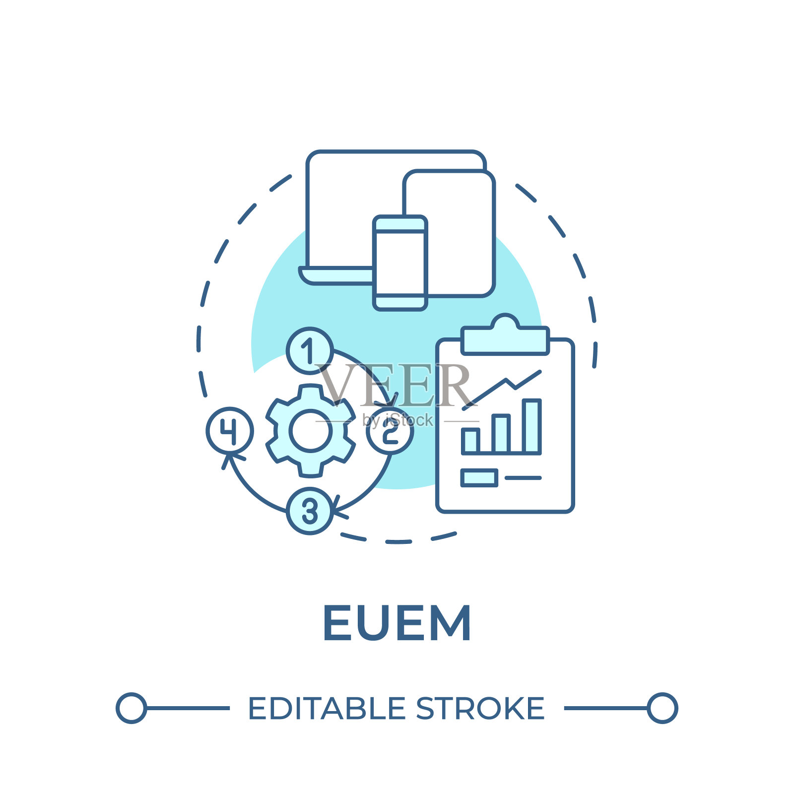 EUEM软蓝色概念图标插画图片素材