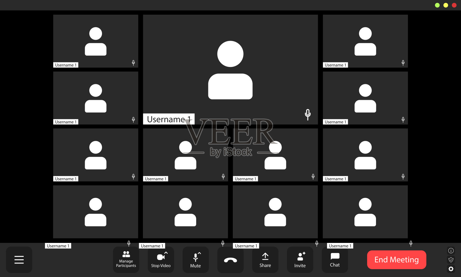 参与者在晚上通过在线平台进行讨论的虚拟会议插画图片素材