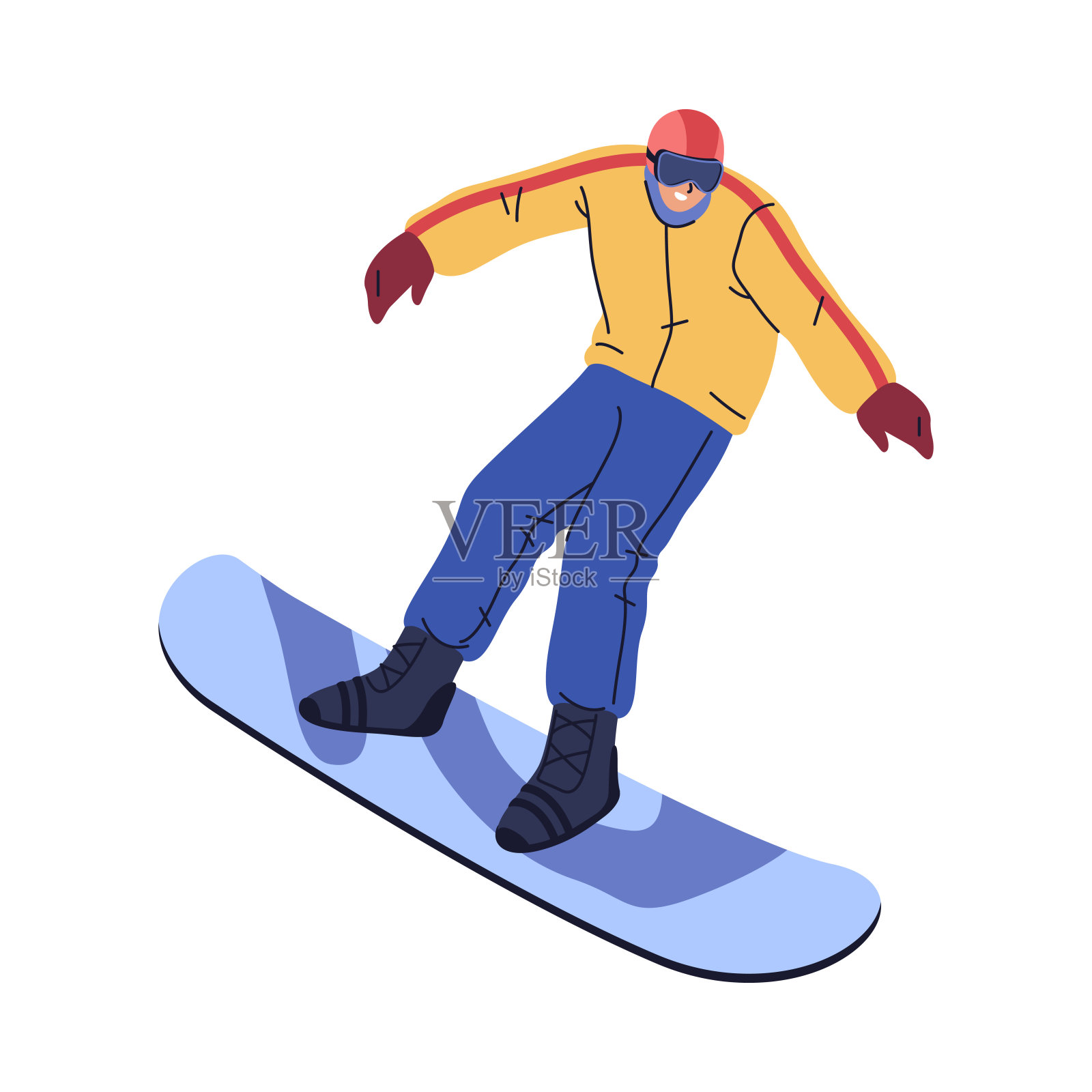 专业单板滑雪运动员，孤立的男性长板单板滑雪人士。冬季体育活动和娱乐，体育挑战或比赛。矢量卡通人物在平面风格插画图片素材
