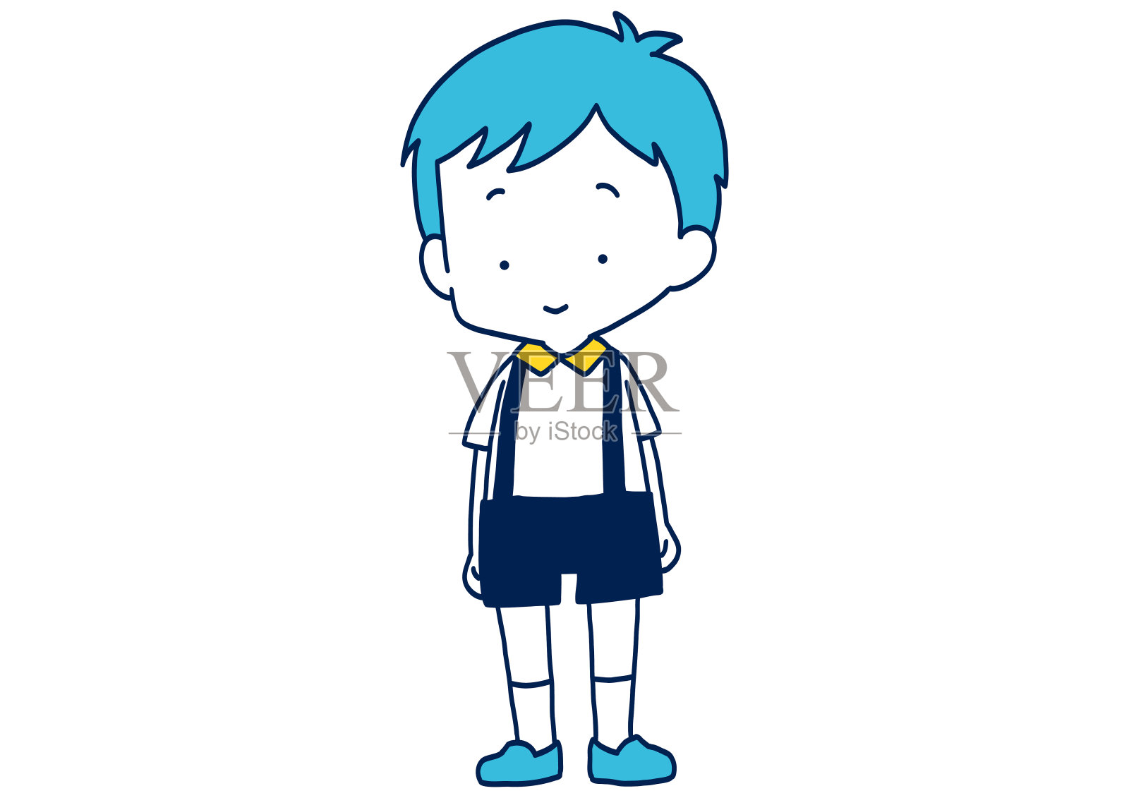幼儿园的男孩站直了插画图片素材