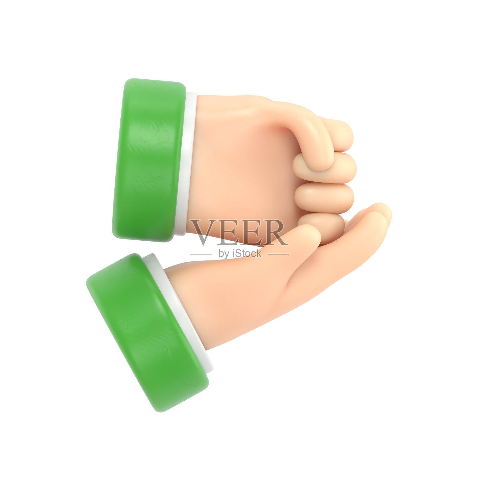 帮助手势。手势，手掌和拳头。非语言沟通。语言的手势。三维插图平面设计。手的图标。白色背景的3D渲染。照片摄影图片