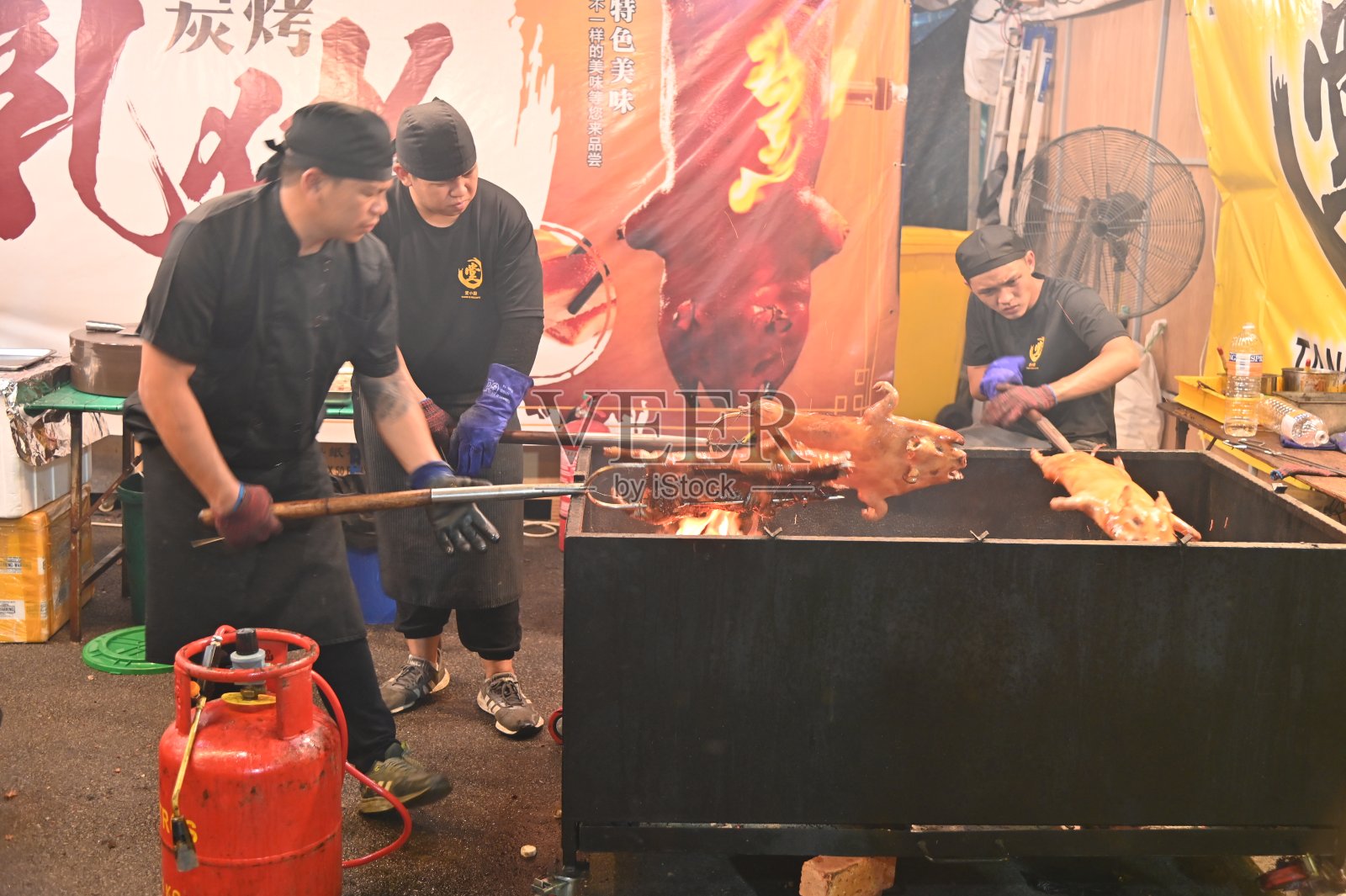 鸟瞰古晋美食节美食街集市照片摄影图片