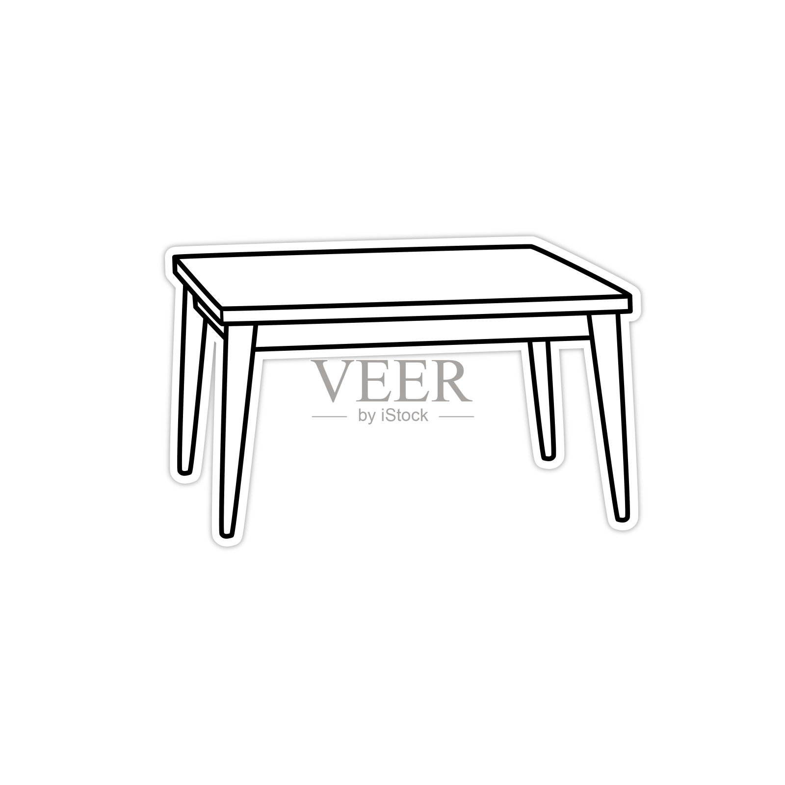 一个简单的木桌贴纸，非常适合与家居装饰，家具或室内设计相关的项目插画图片素材